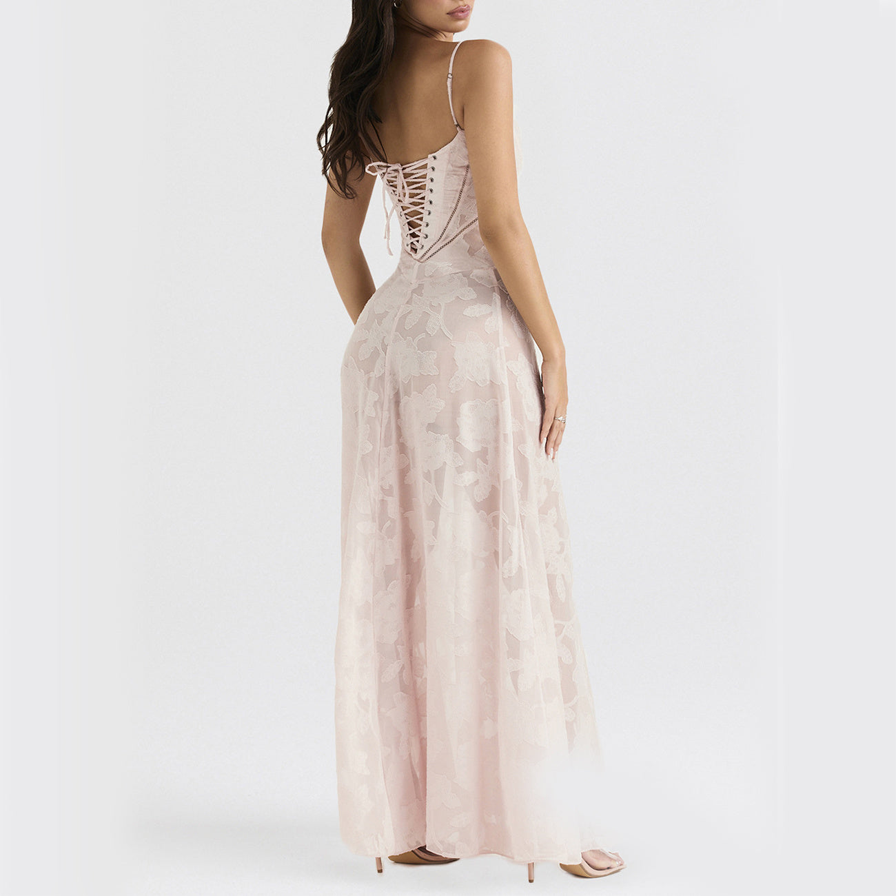 Back view of lace-up evening party dress