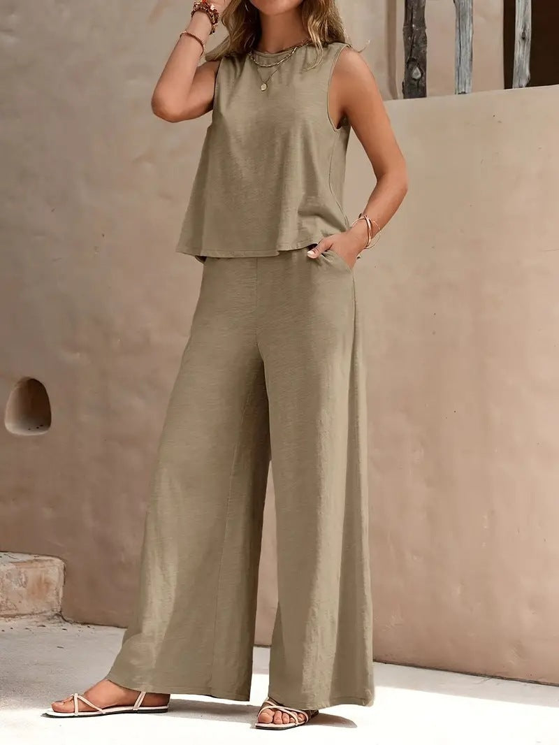 Fashionable women's spring pants set with soft fabric