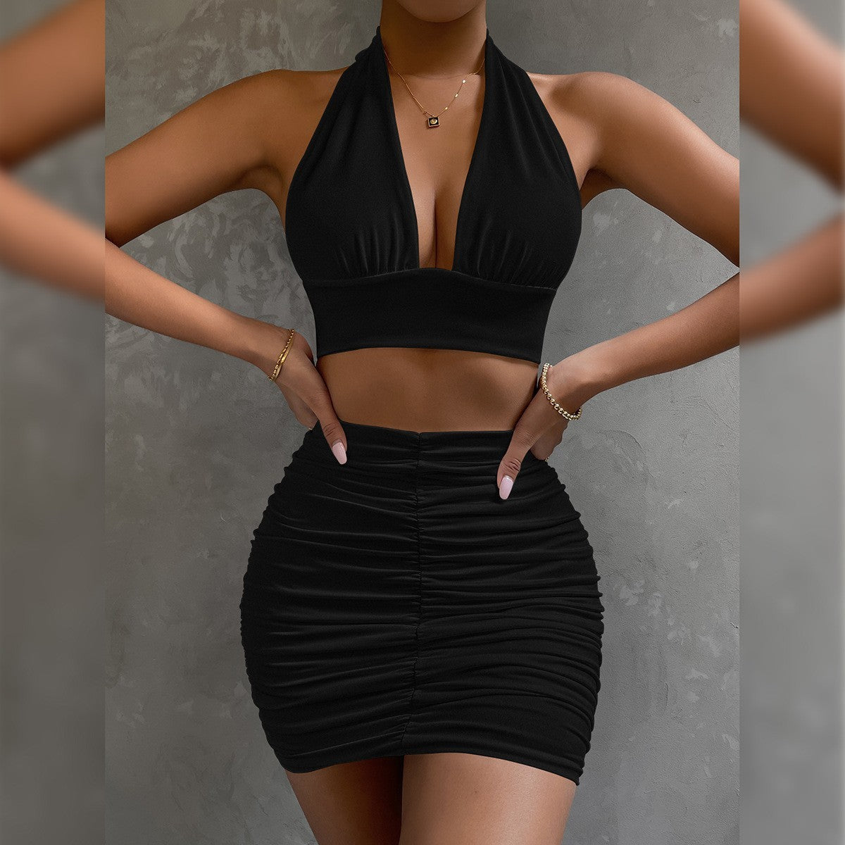 Stylish pleated skirt set perfect for casual or party looks