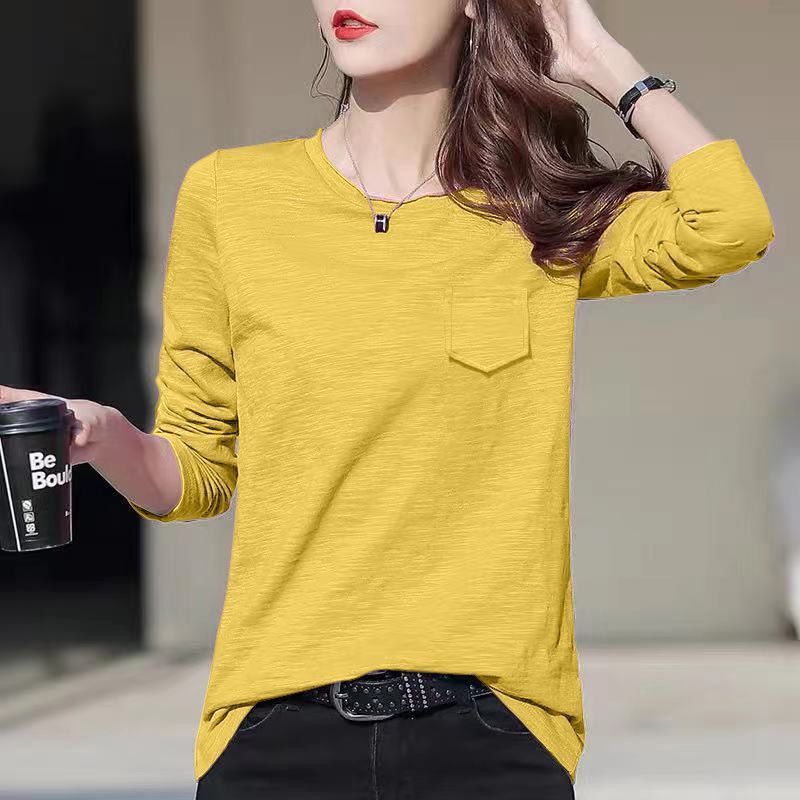 Simple loose-fit slub cotton top for women