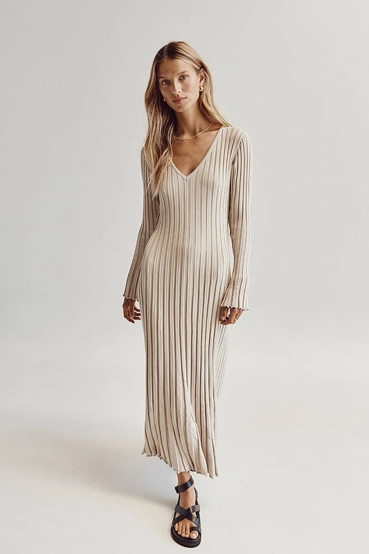 Front view of personalized knitted bodycon dress for women