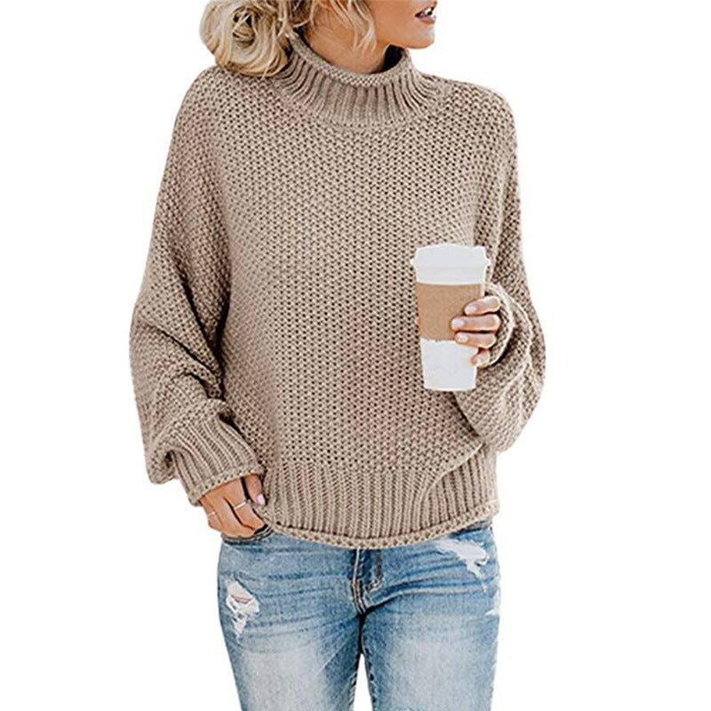 Classic turtleneck sweater with long sleeves and ribbed hem