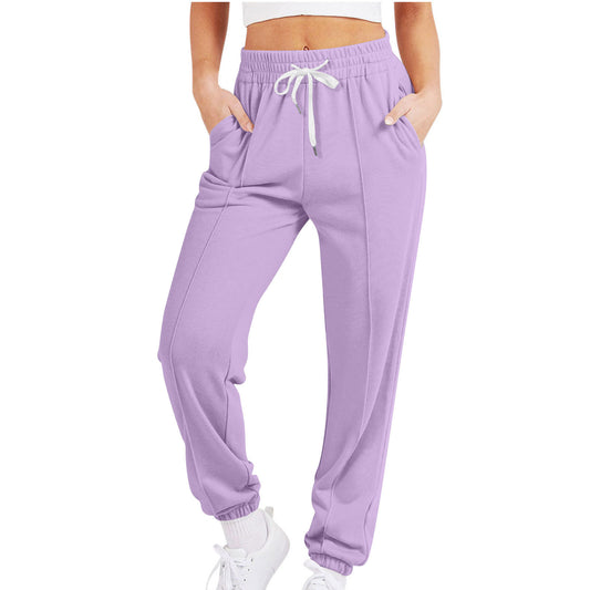 Purple soft polyester loose fit pants